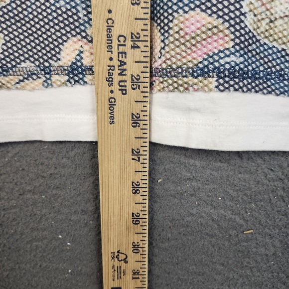 Zara Man Sweater Mens Medium Blue Tropical Short Sleeve Textured Knit Shirt - Picture 4 of 6